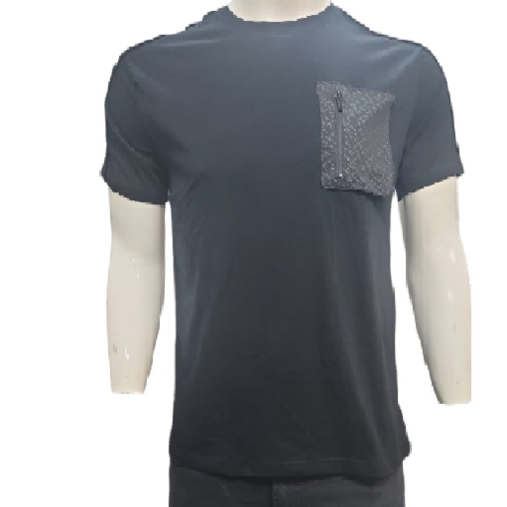 DKNY ​Logo Zip Pocket Men's Short Sleeve Crew Neck T Shirt Black S-M-L-XL